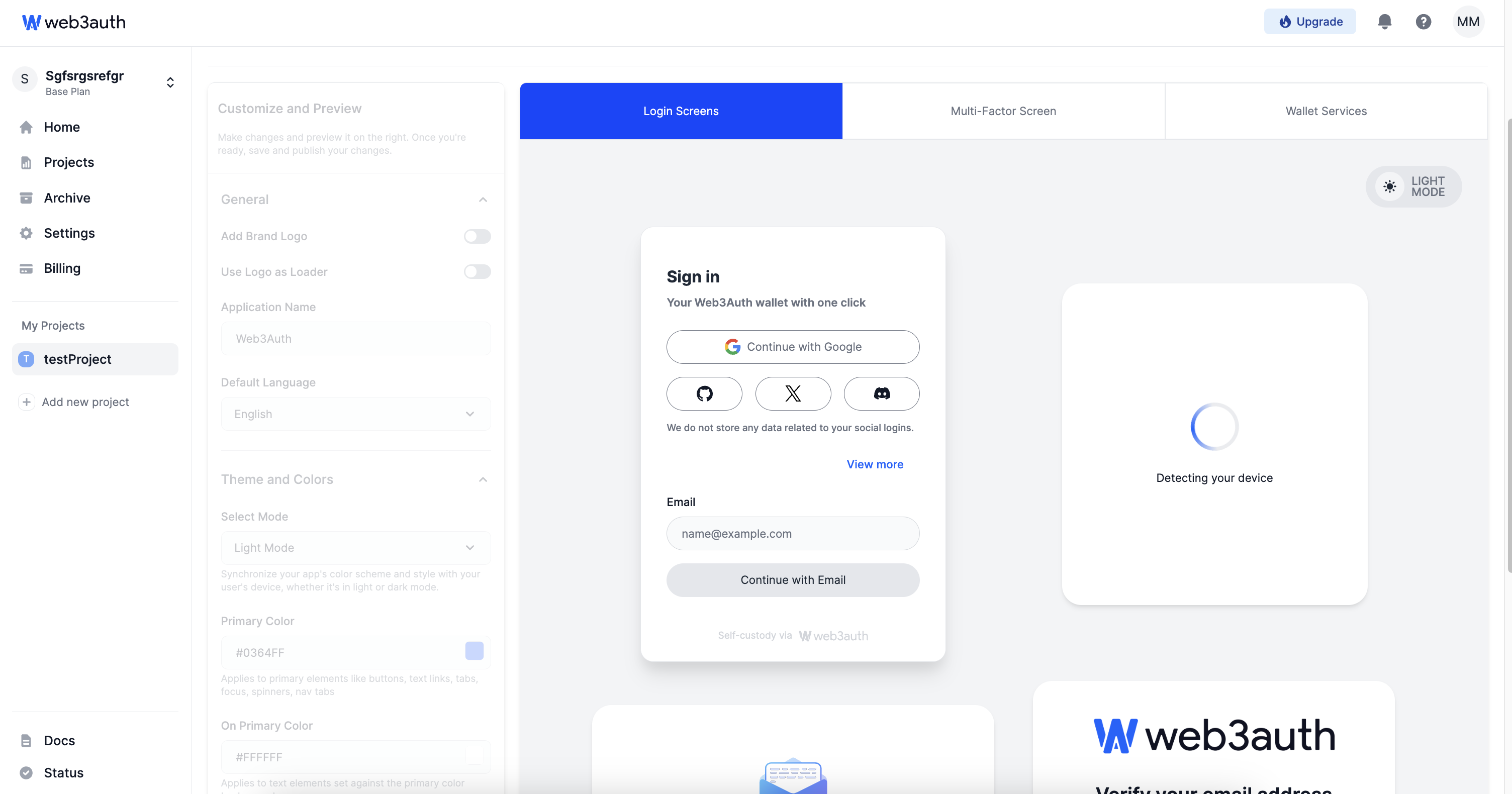 Base Whitelabeling Dashboard